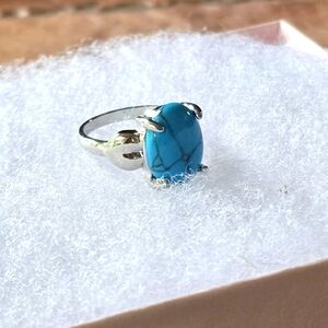 FASHIONISTA SIZE 6 NEW TITANIUM FOREVER WEAR TURQUOISE  BLUE HOWLITE RING